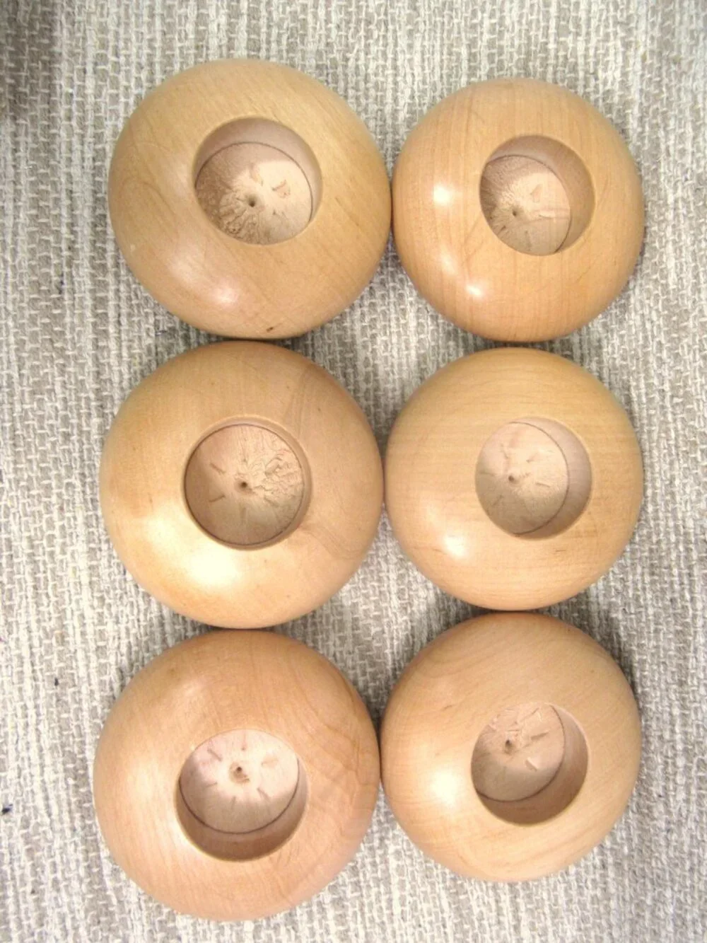 NEW Birch or Beech Wood Turned Tea Light Candle Holder Contemporary MCM Round